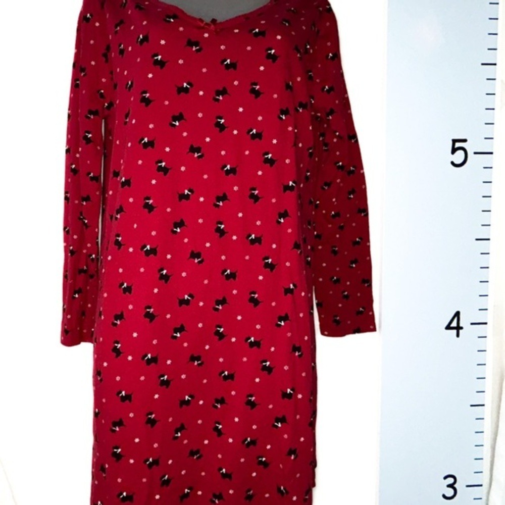 Charter Club Intimates Red w/Black Scotty Dogs All Over Nightgown‎ Large